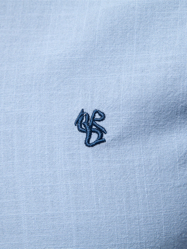 Ivano™ | Camicia A Maniche Lunghe Effetto Lino Con Colletto Alla Coreana