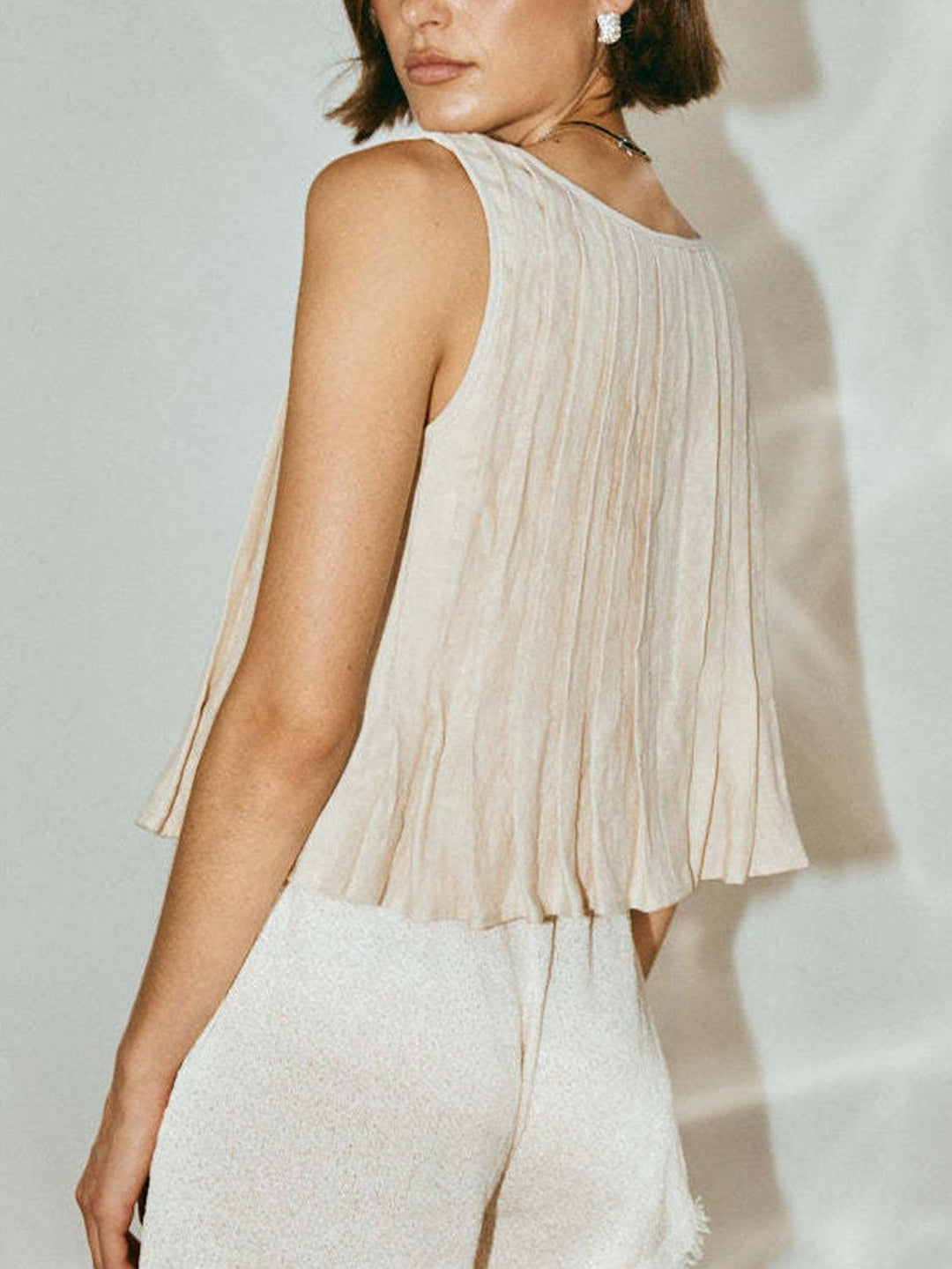 Bellini™ | Canotta Plissettata con Collo Tondo Legata