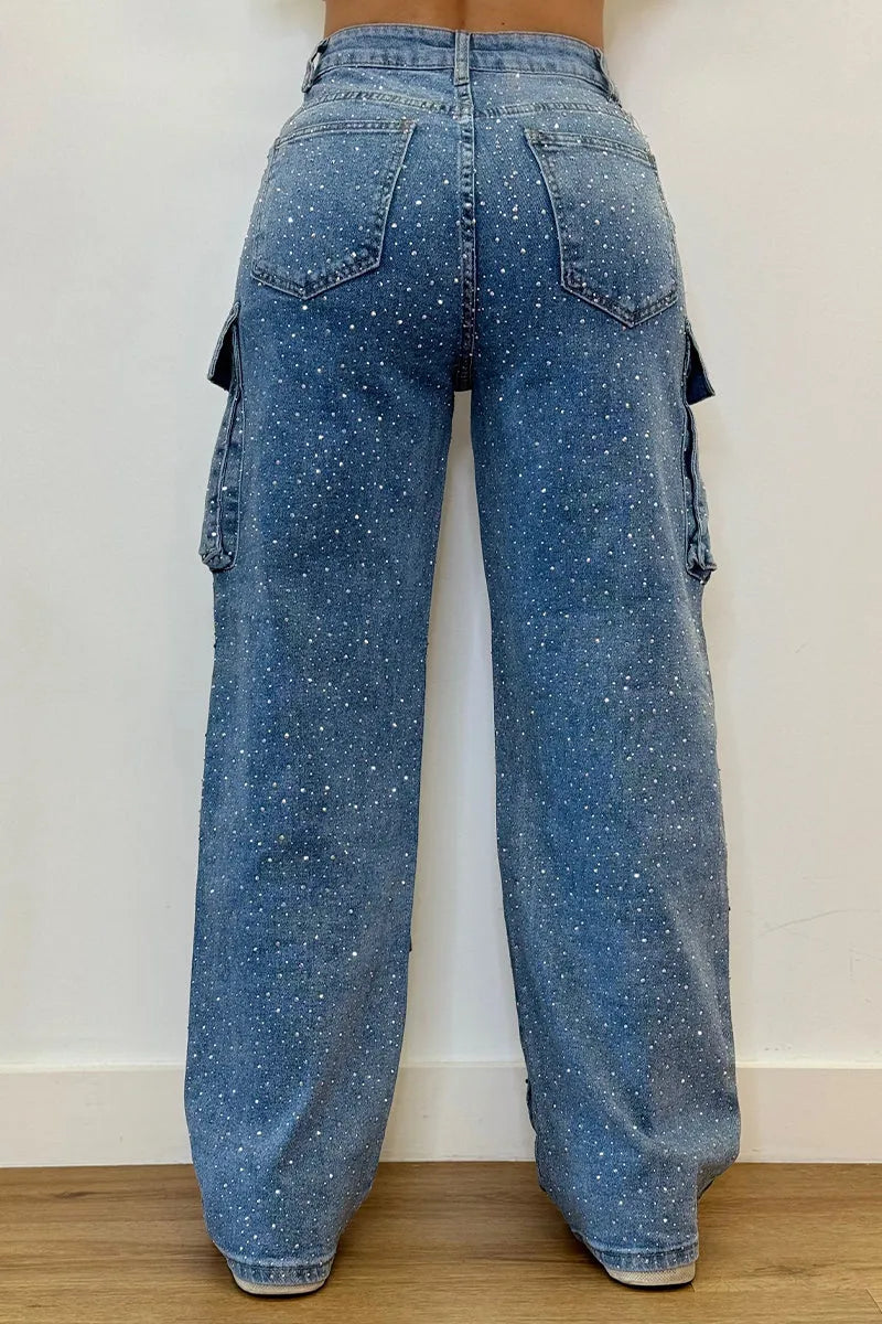 Lucy™ | Jeans Cargo con Strass
