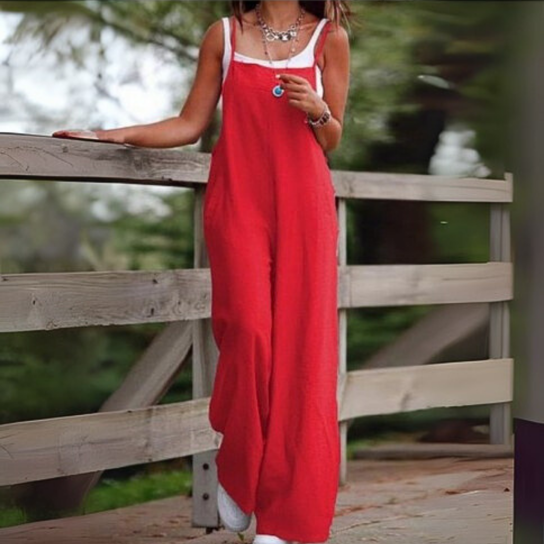 Annia™ | Salopette Casual Con Gambe Ampie E Tasche