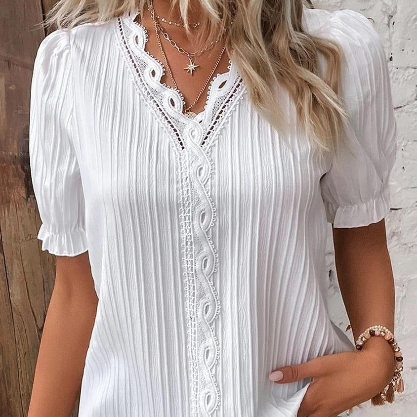 Alice™ | Blusa Donna Bianca con Pizzo