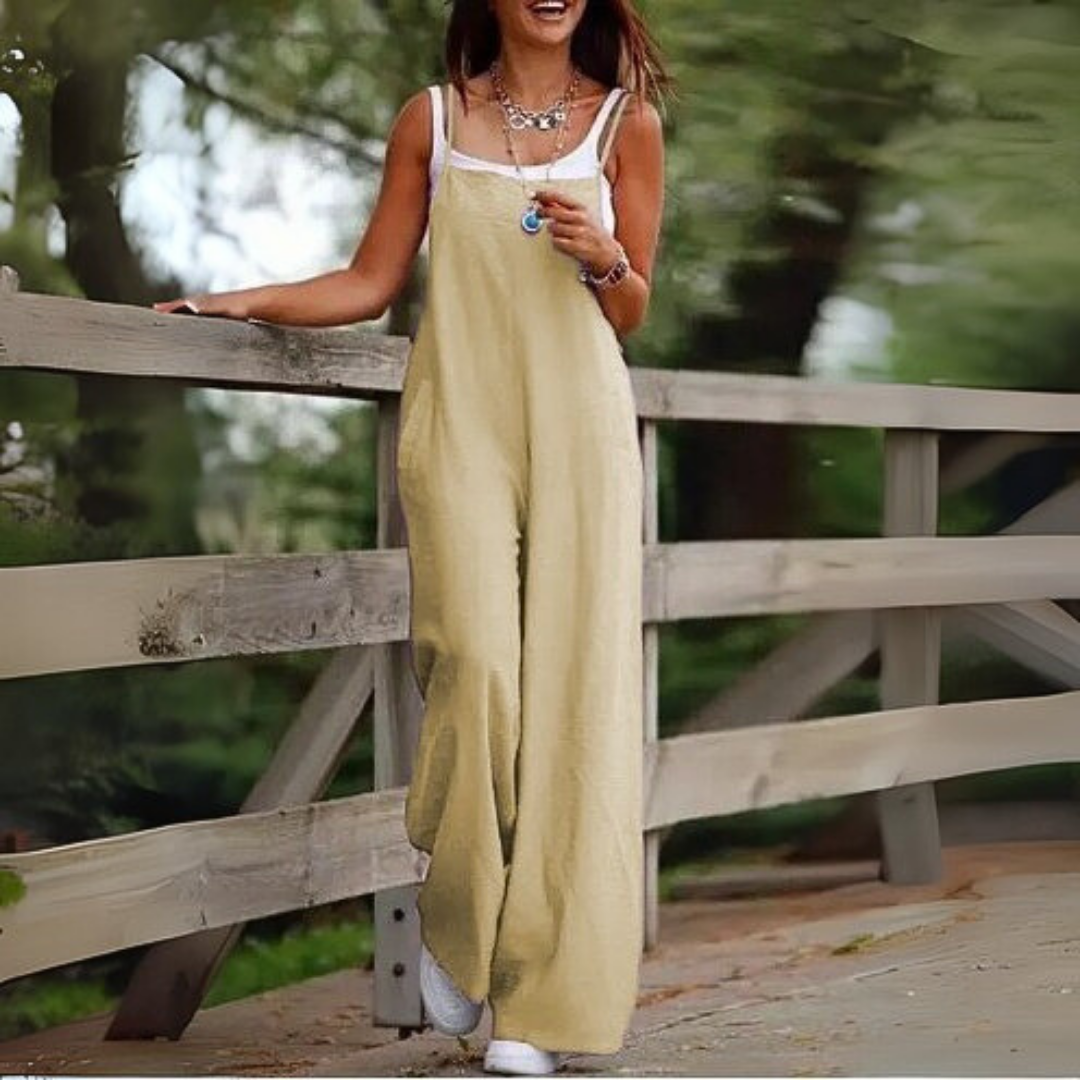 Annia™ | Salopette Casual Con Gambe Ampie E Tasche