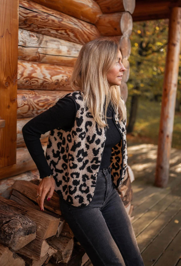 ASTRID™ | Gilet in Maglia con Stampa Leopardata