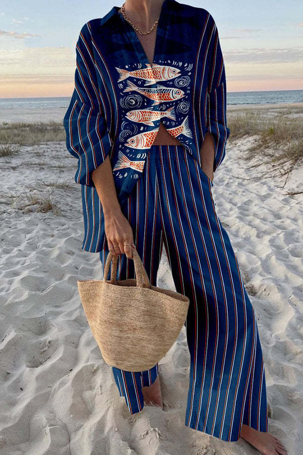 Bellini™ | Set in Lino Stampato Koi Blu