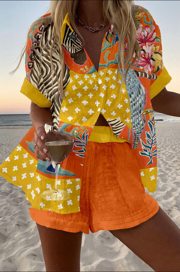 Bellini™ | Salopette corta in lino con stampa a pois