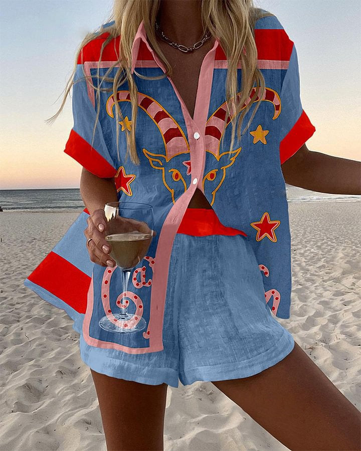 Bellini™ | Set in Lino con Stampa di Capre