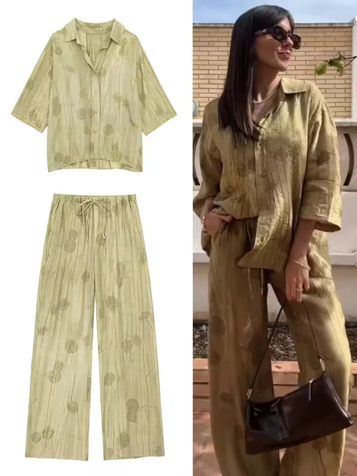 Alice™ | Camicia Casual e Pantaloni a Gamba Larga