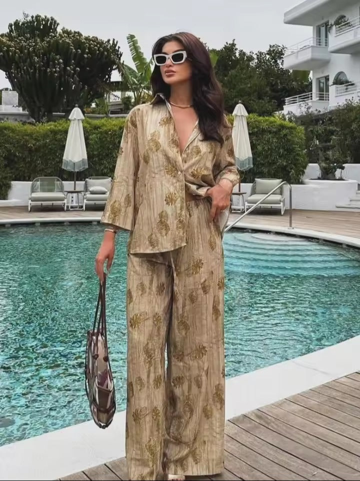 Alice™ | Camicia Casual e Pantaloni a Gamba Larga