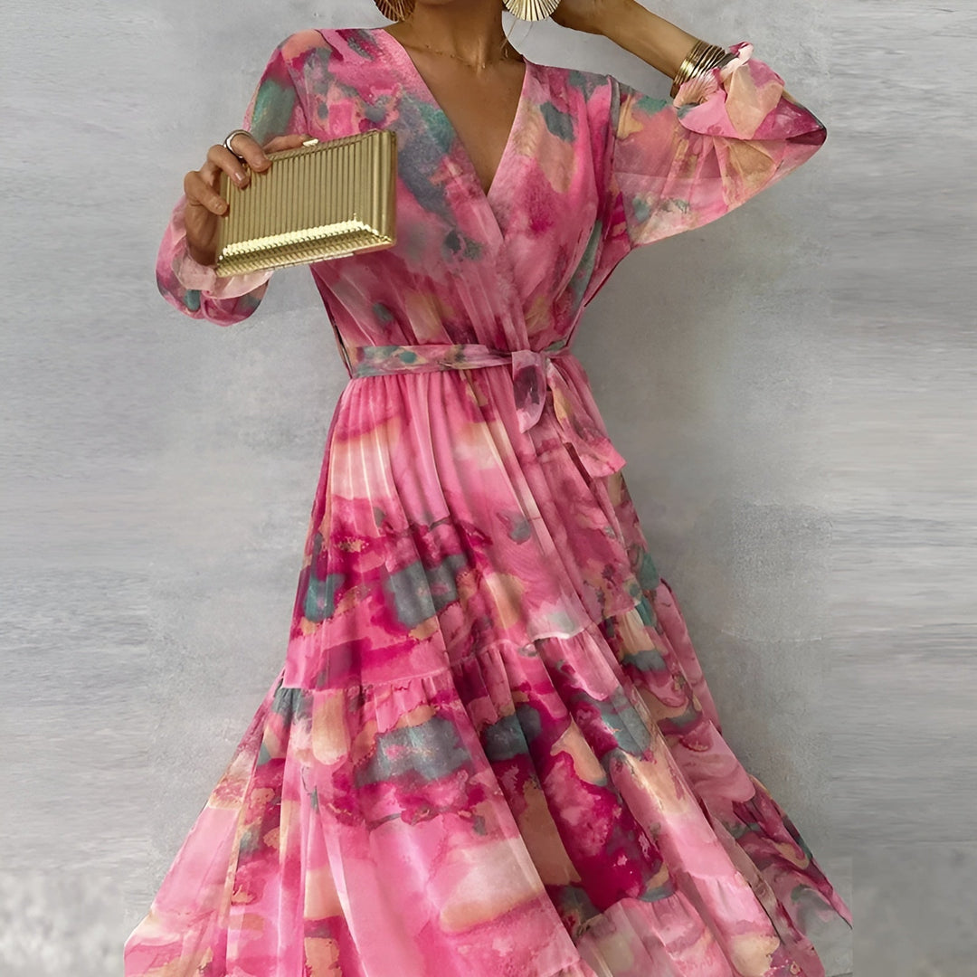 LUCIA™ | Abito Estivo Lungo con Stampa Floreale e Silhouette Regolabile