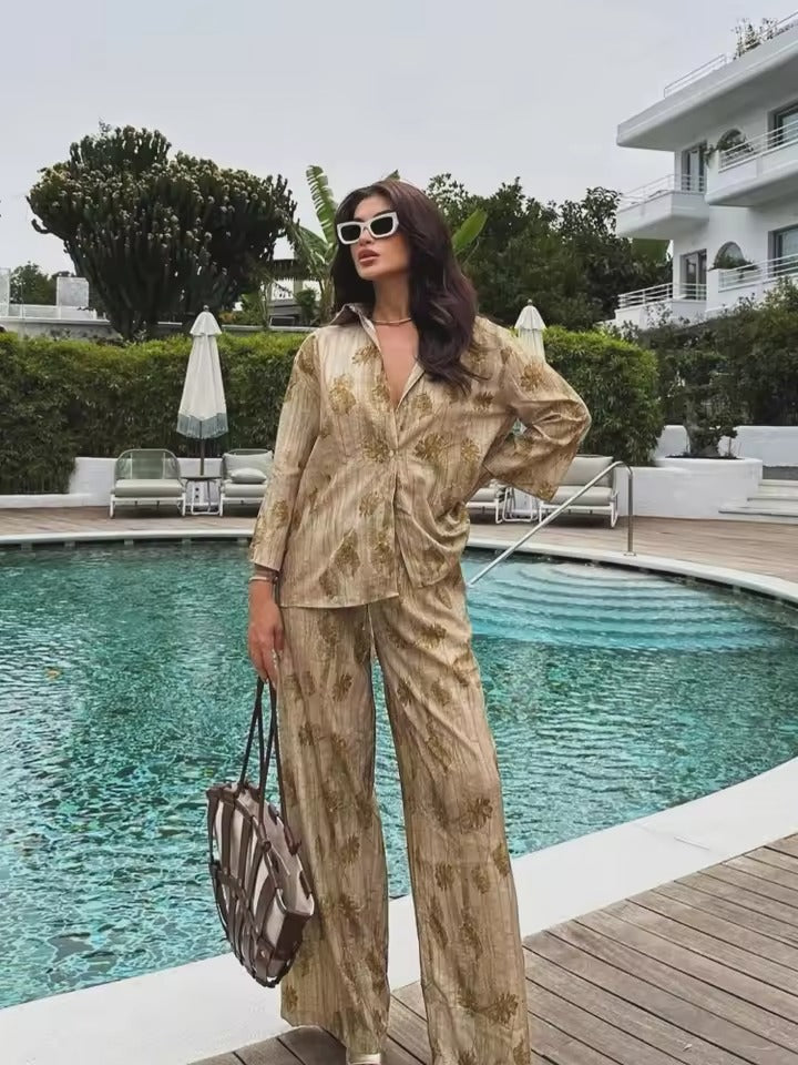 Alice™ | Camicia Casual e Pantaloni a Gamba Larga