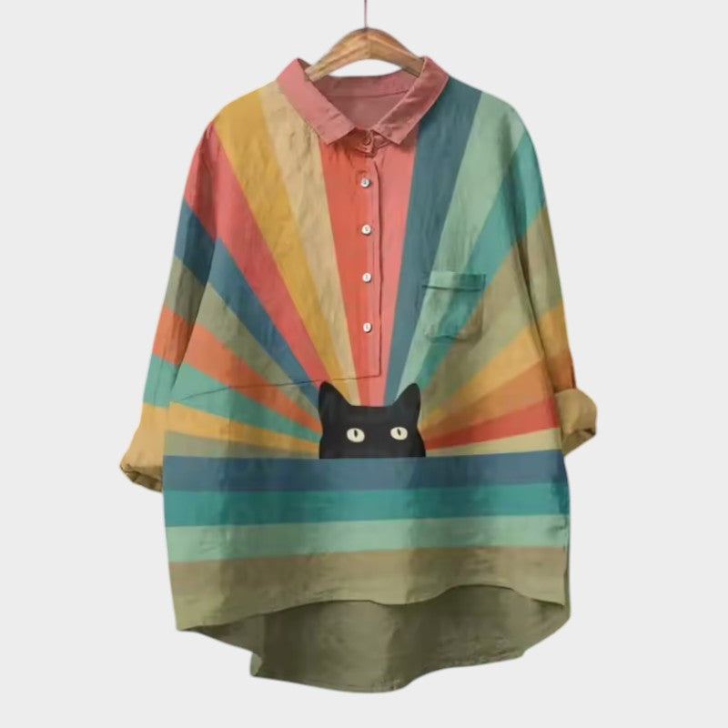 VIVIANA™ | Blusa Oversize con Stampa di Gatti
