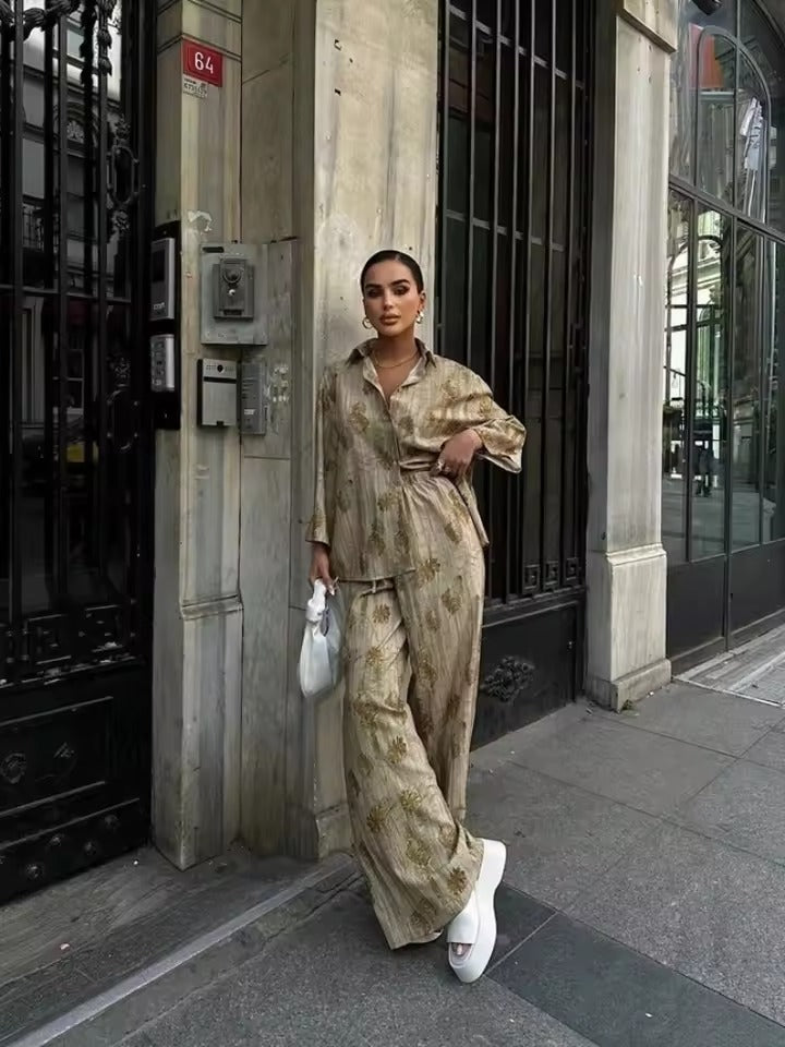 Alice™ | Camicia Casual e Pantaloni a Gamba Larga