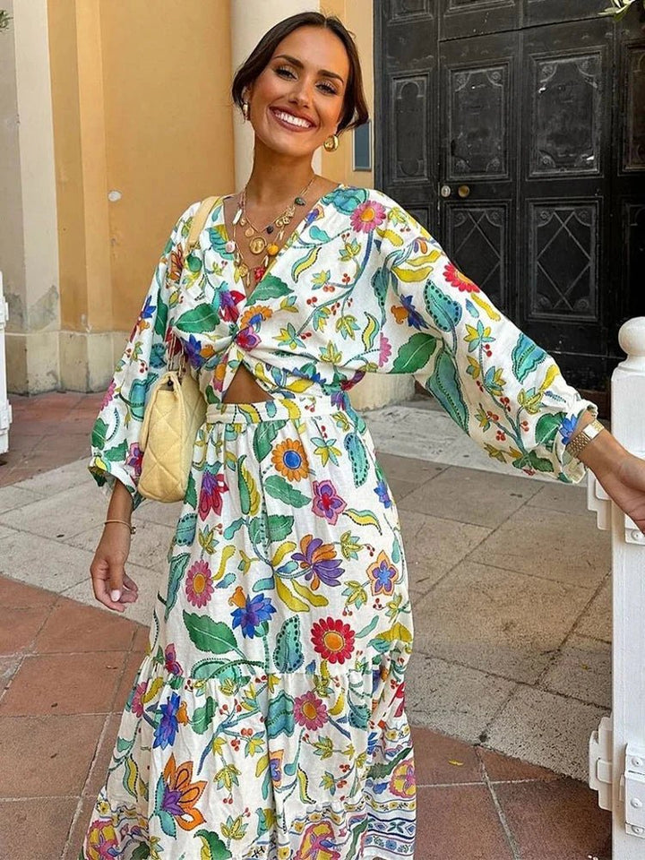Bea™ | Maxi Abito Estivo con Motivo Floreale