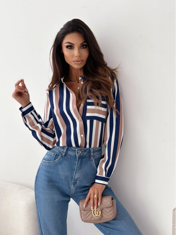 Monika™ | Blusa Femminile Elegante in Satin con Stampa