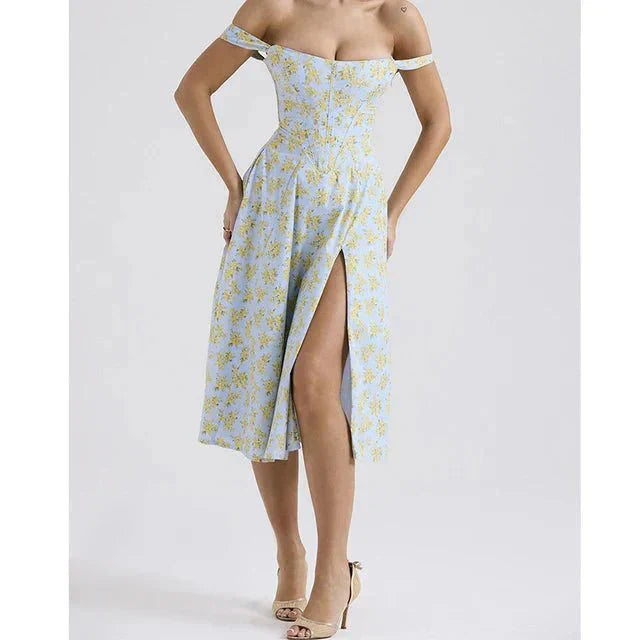 Freya™ | Vestito Midi con Corsetto Floreale