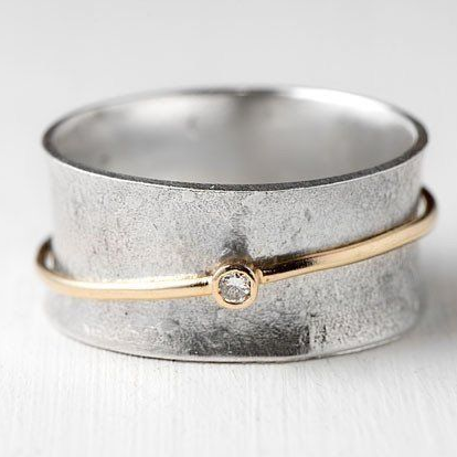 Anello in Argento Zirconia Vintage Golden Line