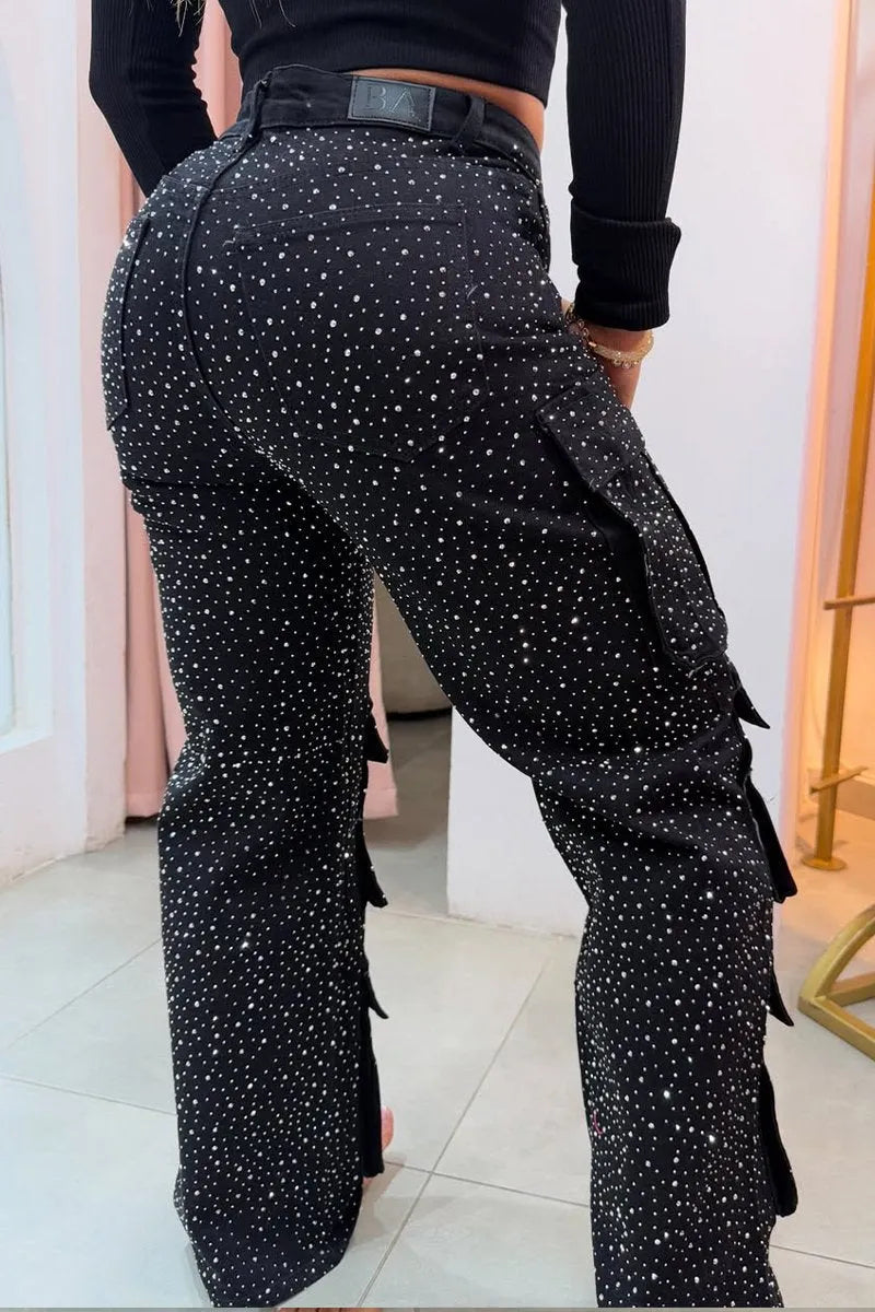 Lucy™ | Jeans Cargo con Strass