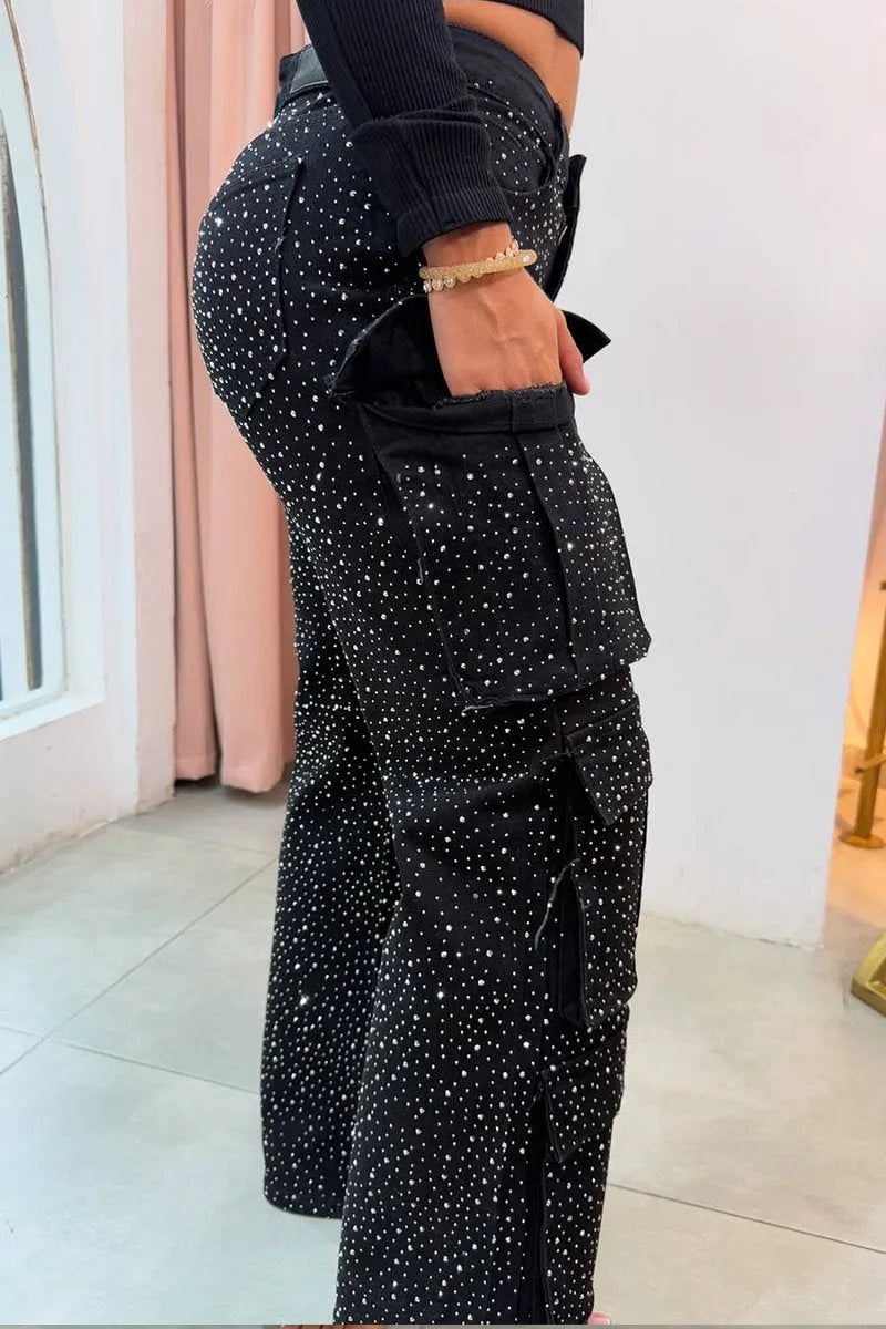 Lucy™ | Jeans Cargo con Strass