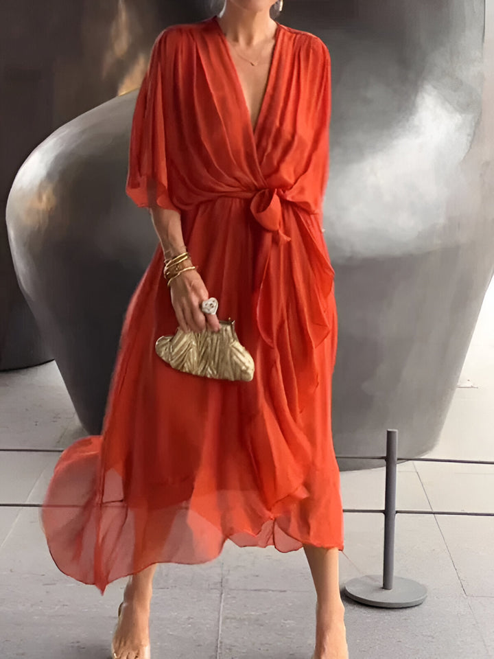 Monica™ | Abito in Chiffon con Scollo a V