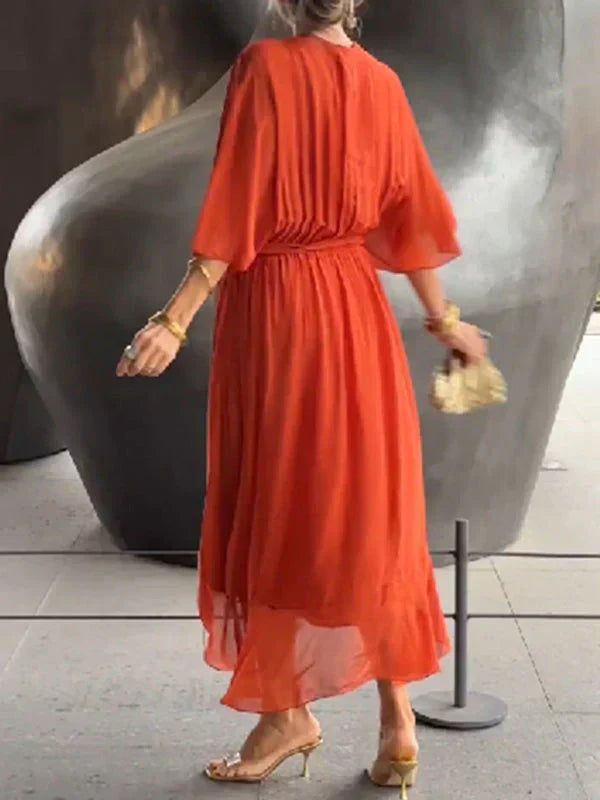 Aurora™ | Abito Midi in Chiffon con Design Avvolgente