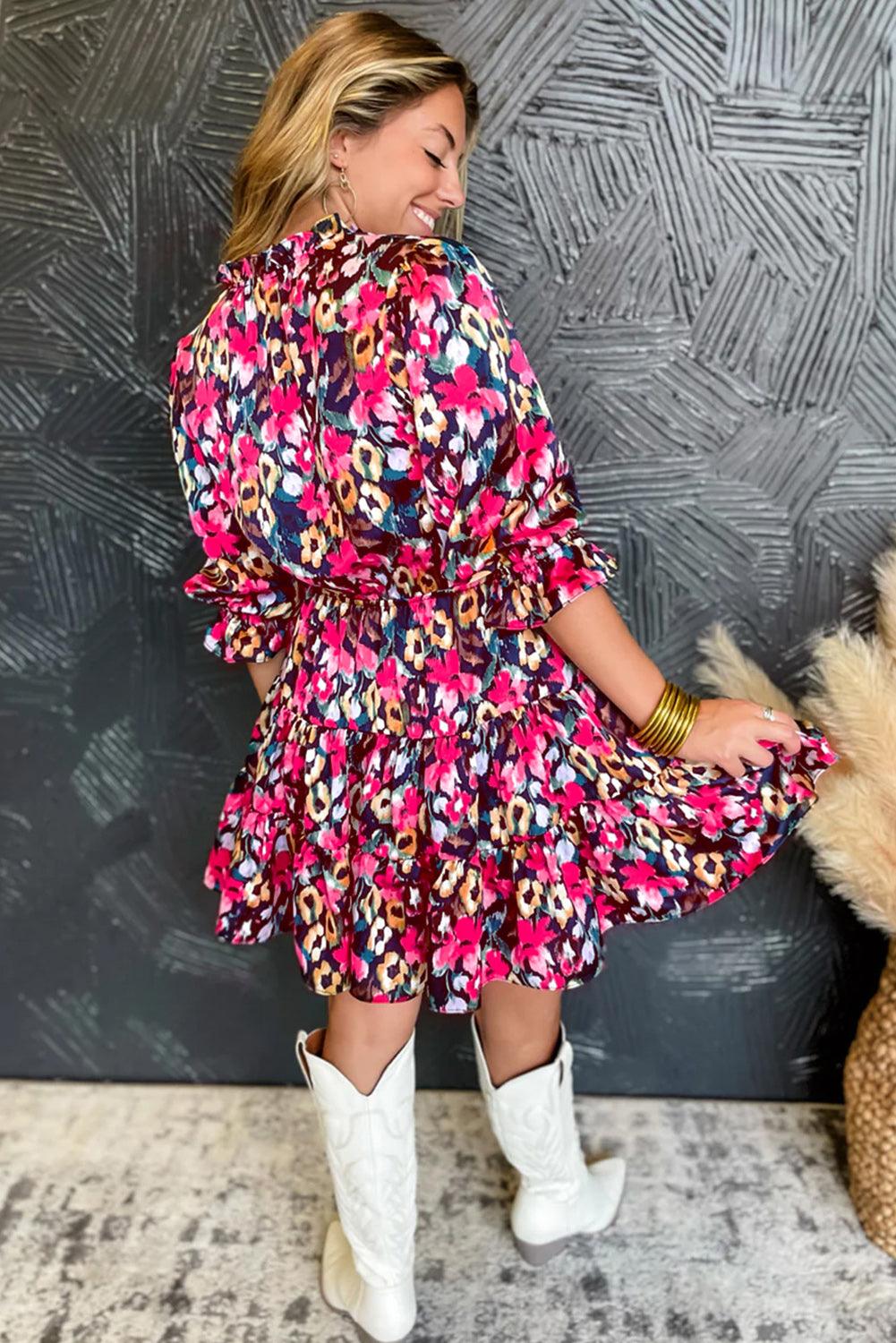 Yara™ | Vestito a Strati con Motivi Floreali e Ruches