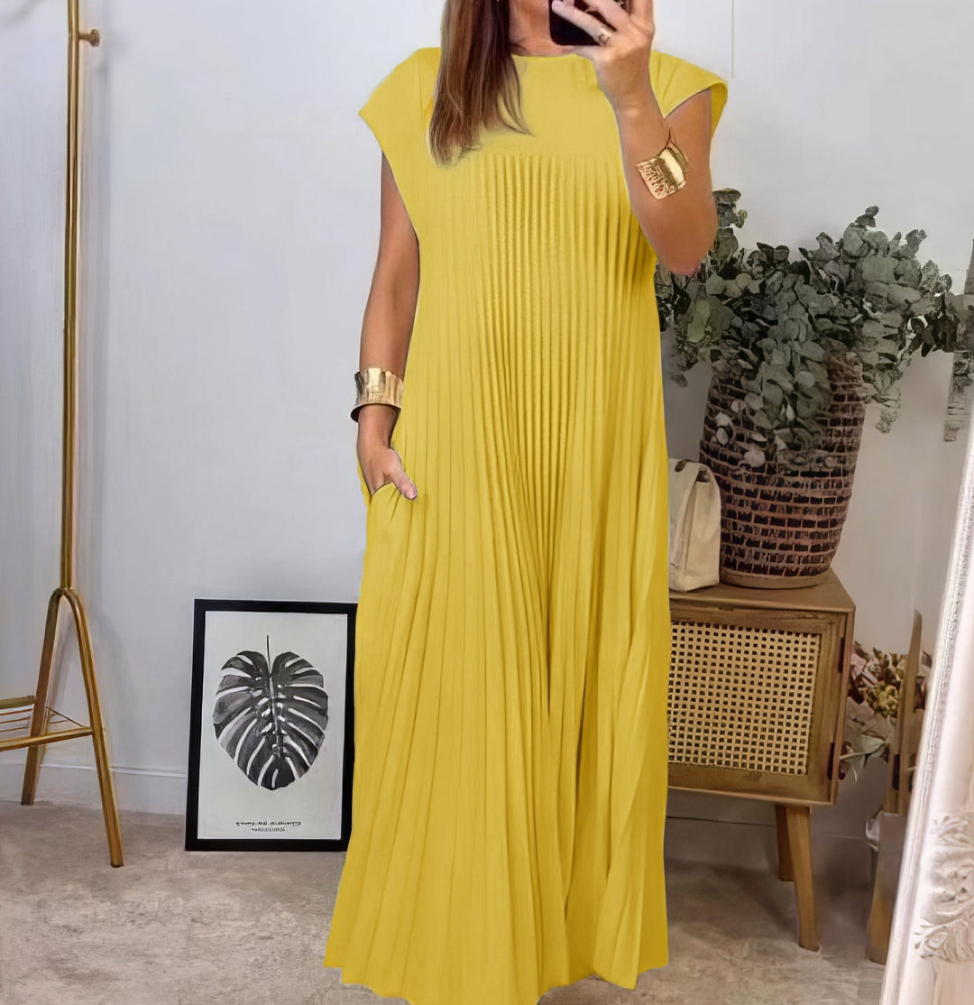 Abito Plissettato Semplice Senza Maniche