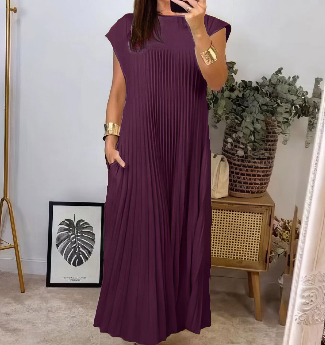 Abito Plissettato Semplice Senza Maniche