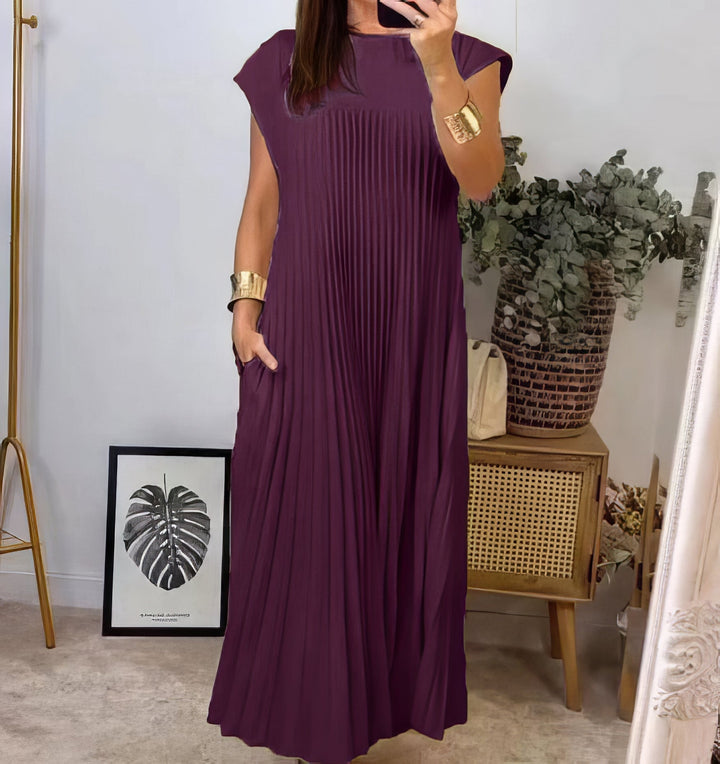 Abito Plissettato Semplice Senza Maniche