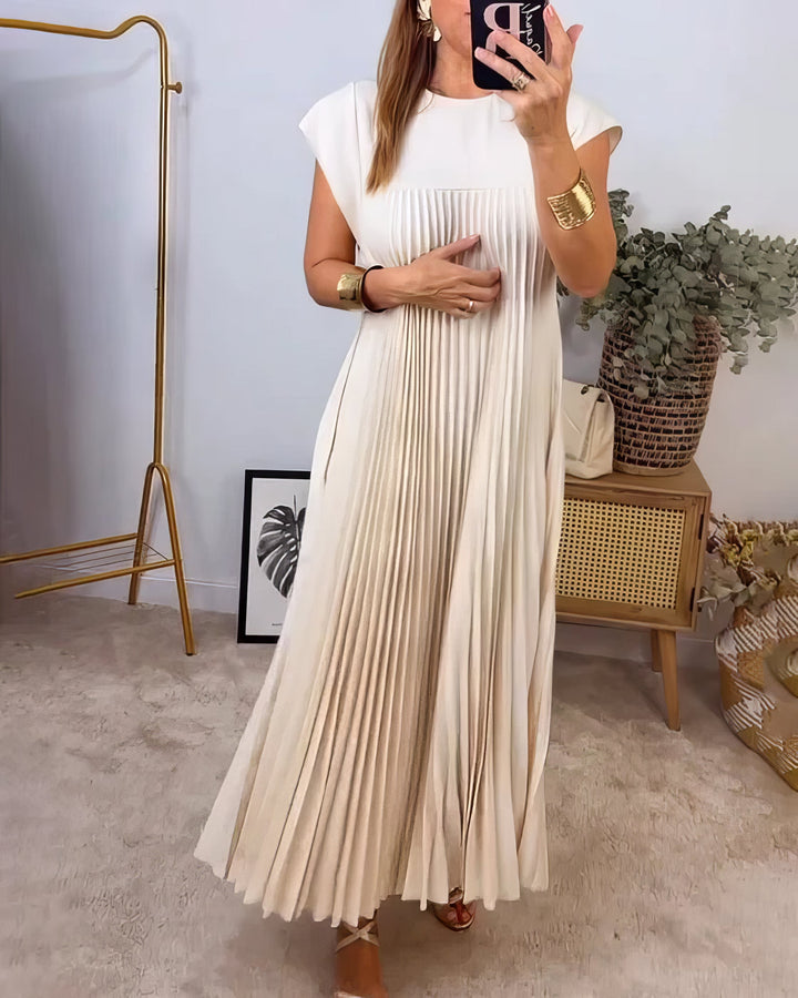 Abito Plissettato Semplice Senza Maniche