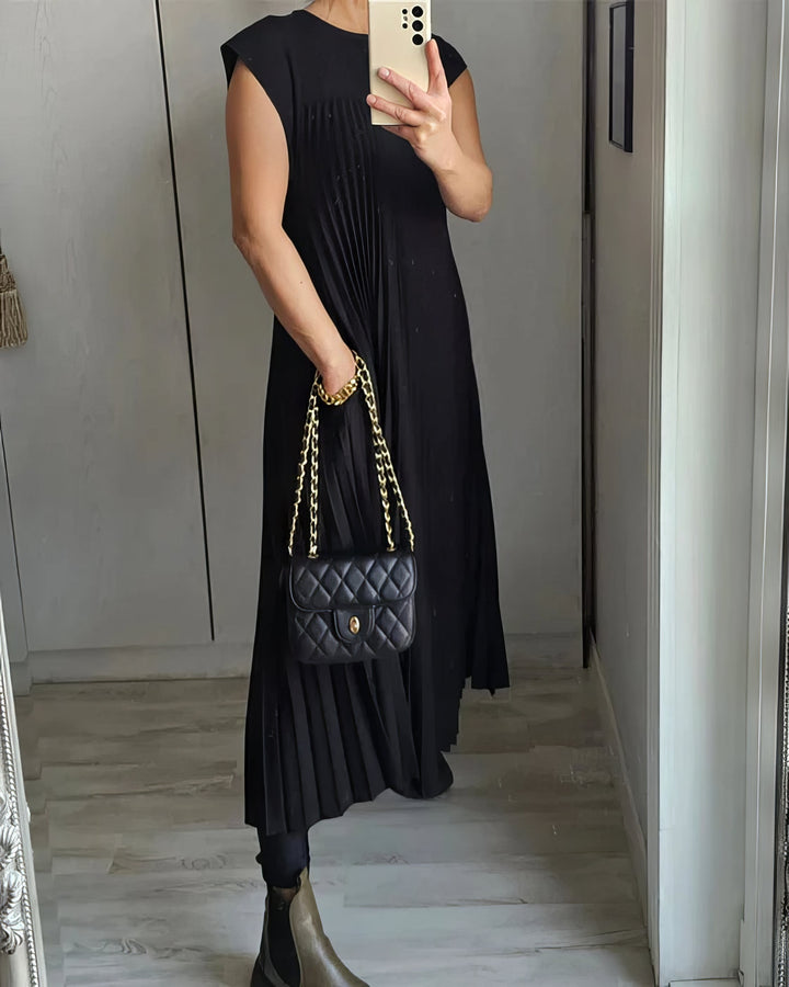 Abito Plissettato Semplice Senza Maniche