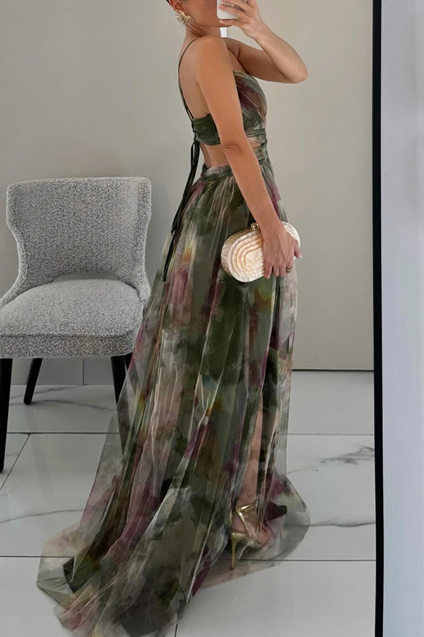 Liora™ | Maxidress Elegante con Stampa Acquerello