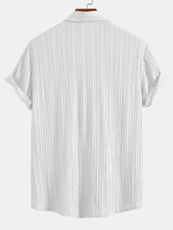 Camicia Button Up Texturizzata Stropicciata & Pantaloni Dritti in Tessuto Stropicciato