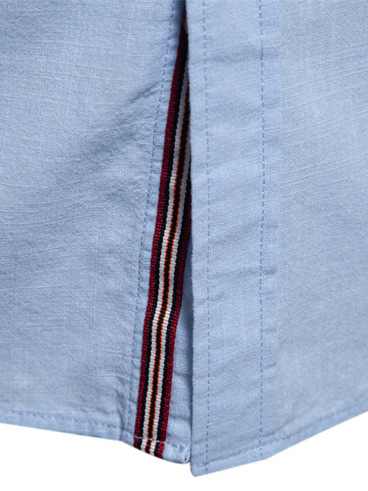 Ivano™ | Camicia A Maniche Lunghe Effetto Lino Con Colletto Alla Coreana