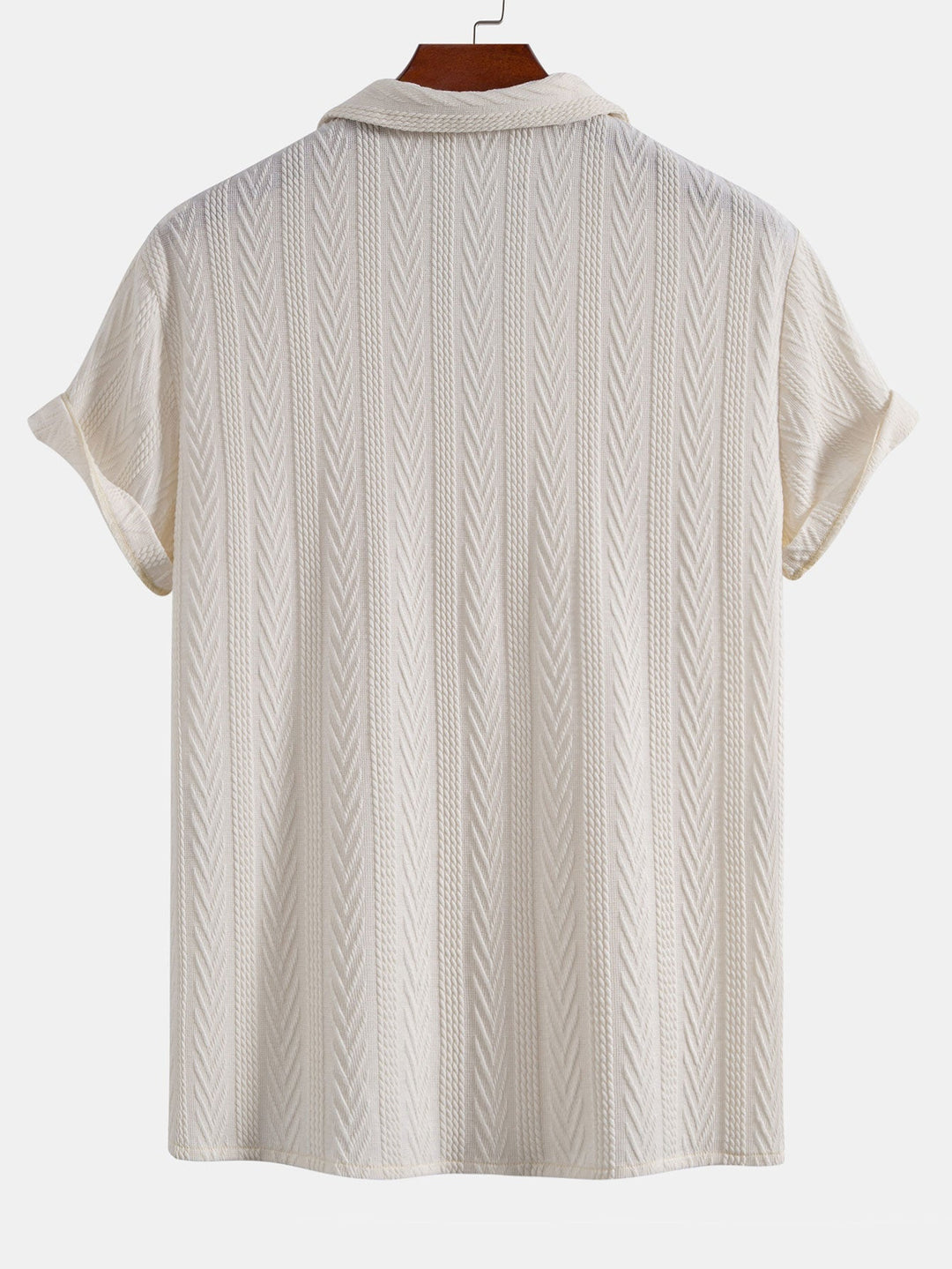 Camicia Cubana in Jacquard e Pantaloni Corti Texturizzati con Coulisse