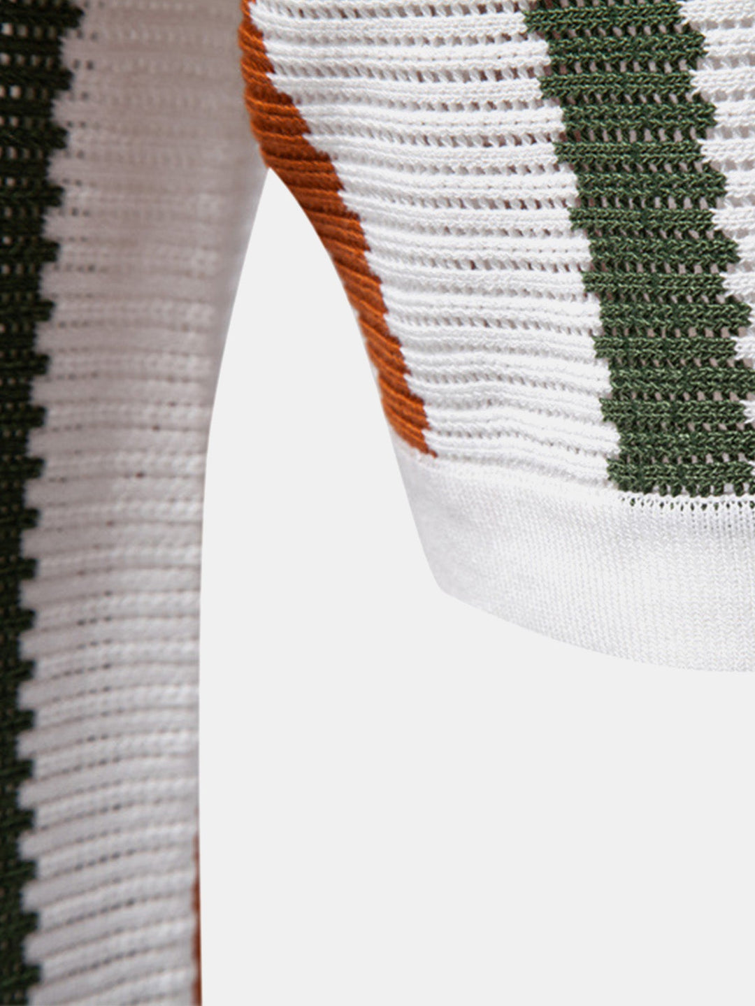 Polo a V in Maglia Stripe e Pantaloni in Lino a Gamba Dritta