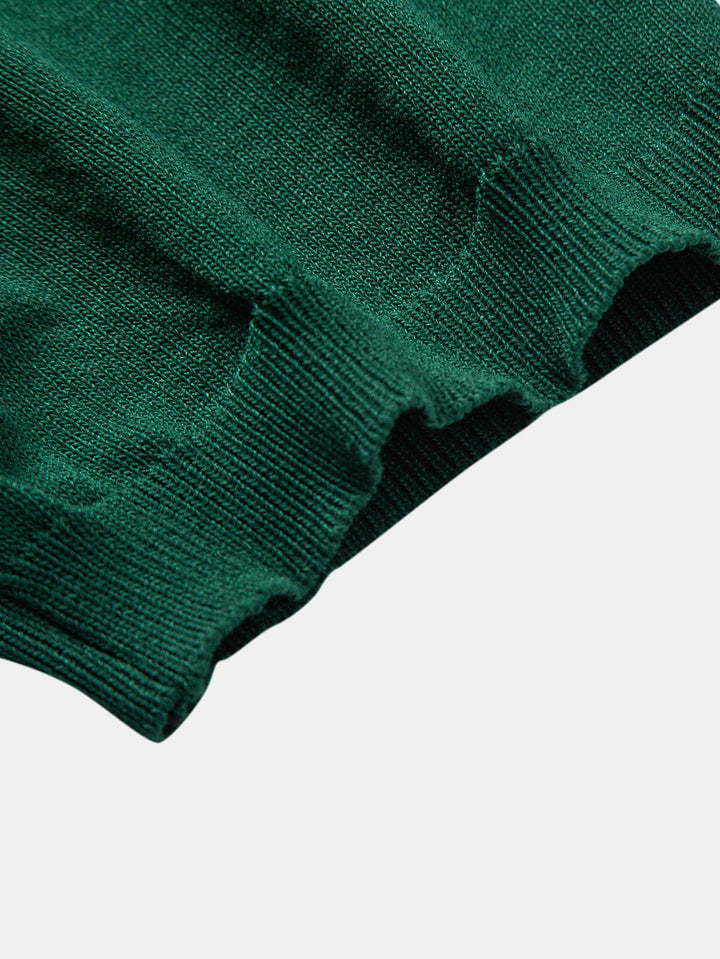 Polo Shirt in Maglia Jacquard a Strisce e Pantaloni a Gamba Dritta a Coste