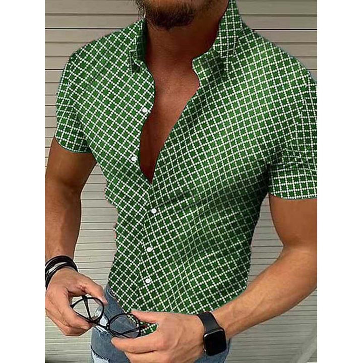Camicia a maniche corte casual stampata da uomo