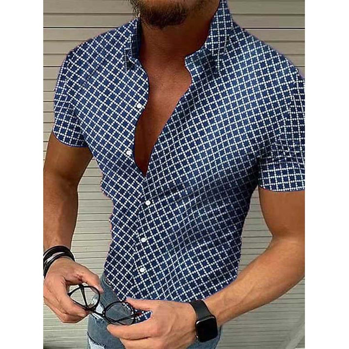 Camicia a maniche corte casual stampata da uomo