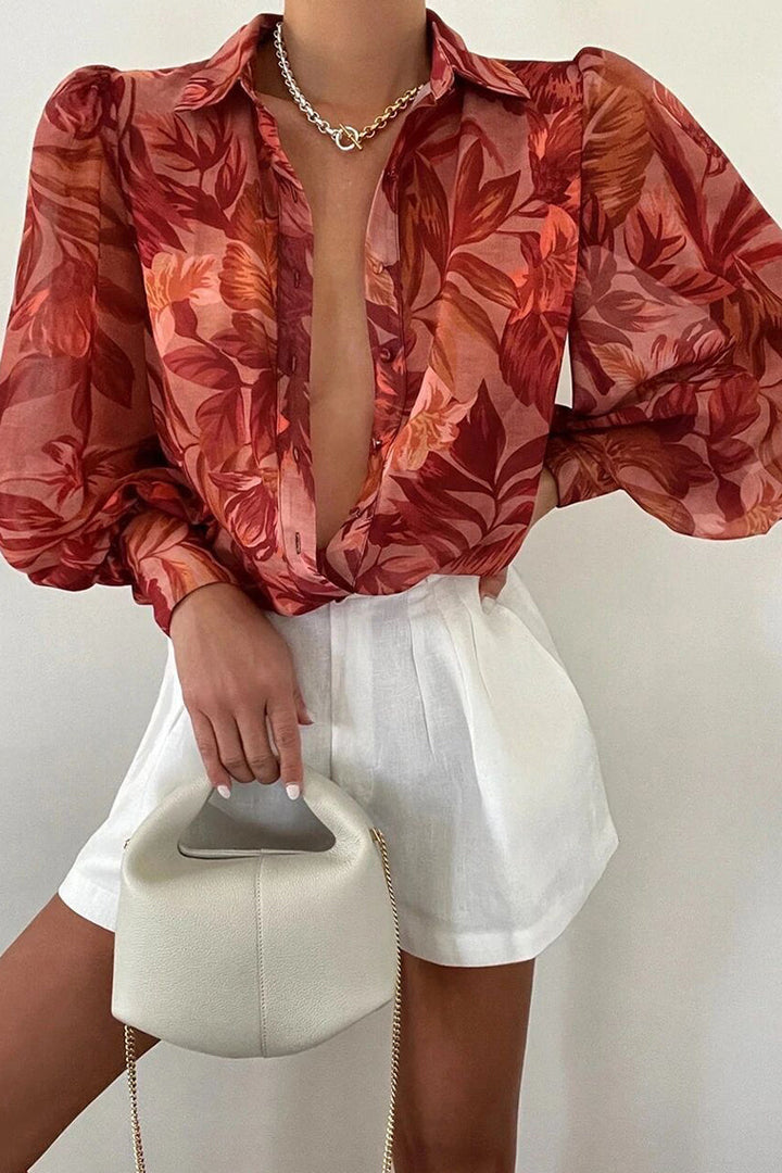 Jane™ | Blusa Floreale con Maniche a Palloncino