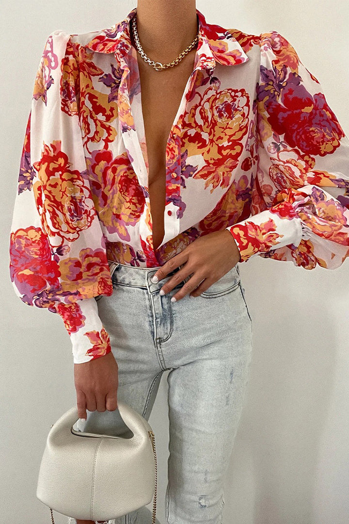 Jane™ | Blusa Floreale con Maniche a Palloncino