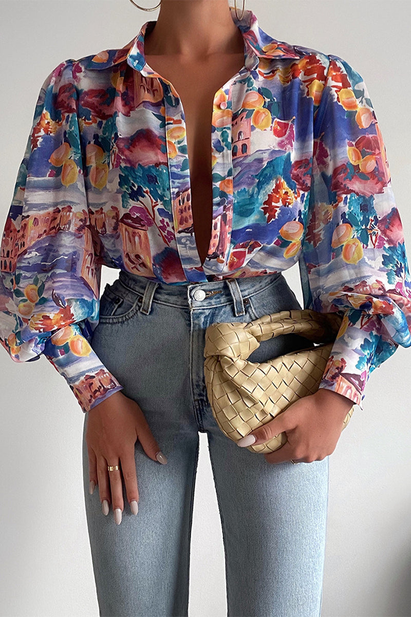 Jane™ | Blusa Floreale con Maniche a Palloncino