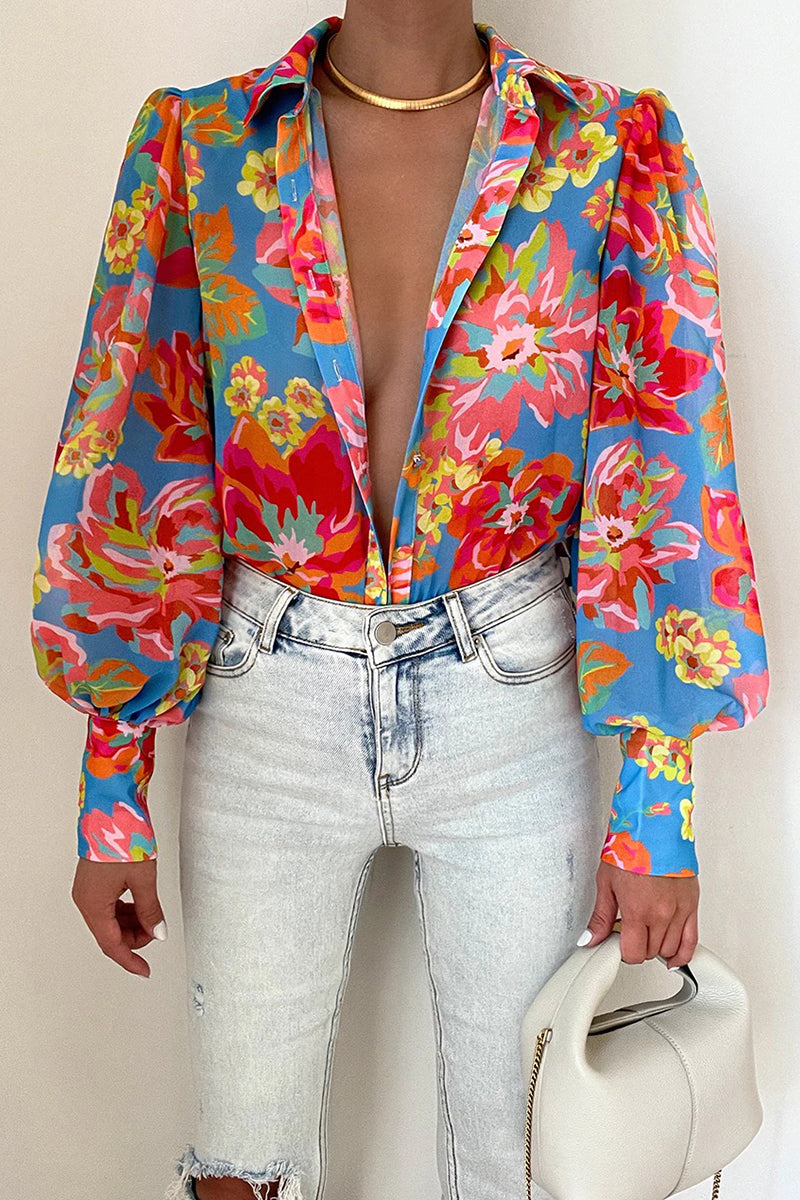 Jane™ | Blusa Floreale con Maniche a Palloncino