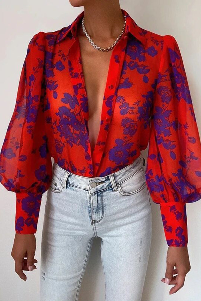 Jane™ | Blusa Floreale con Maniche a Palloncino