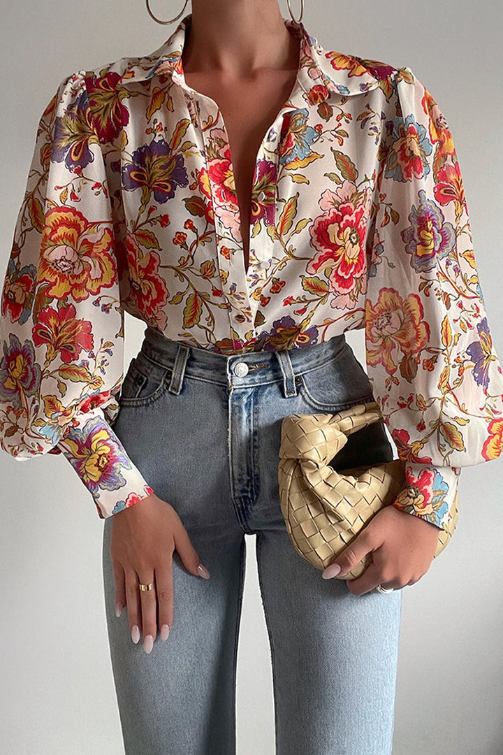 Jane™ | Blusa Floreale con Maniche a Palloncino