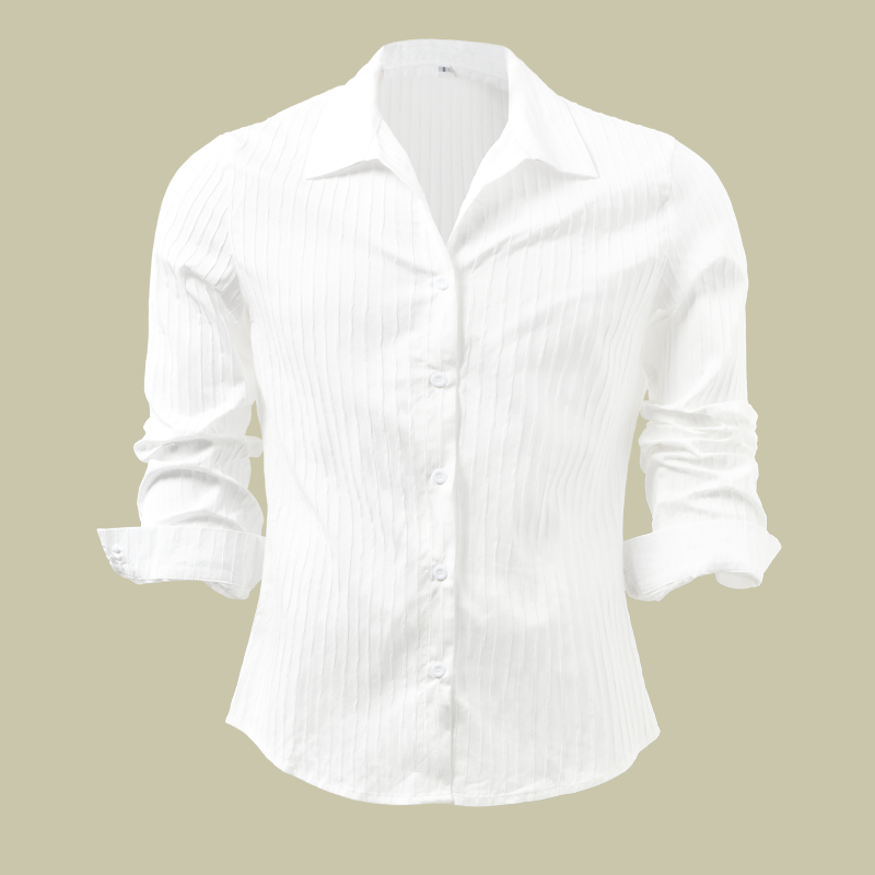 Camicia a maniche lunghe con colletto a revers e righe in tinta unita da uomo