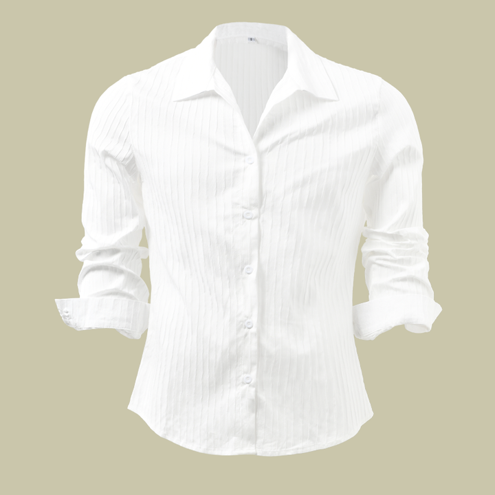 Camicia a maniche lunghe con colletto a revers e righe in tinta unita da uomo