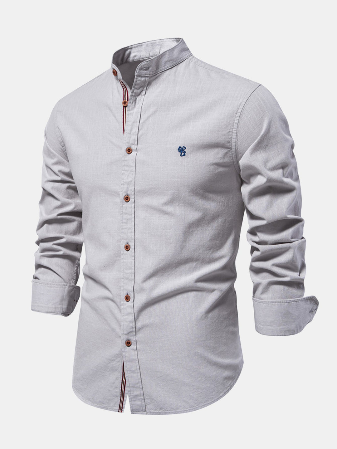 Ivano™ | Camicia A Maniche Lunghe Effetto Lino Con Colletto Alla Coreana
