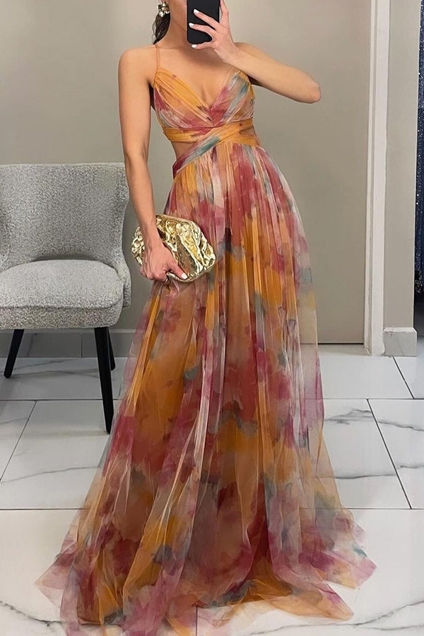 Liora™ | Maxidress Elegante con Stampa Acquerello