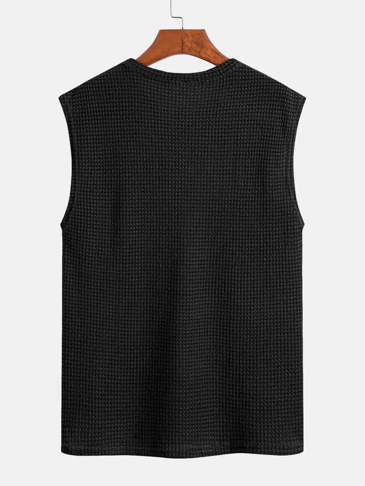 Maglietta senza maniche con spalline larghe in maglia waffle