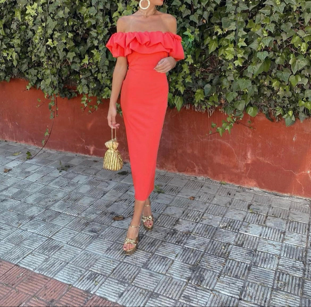 Lorena™ | Abito Bodycon Senza Spalline con Rouches